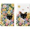 Artoid Mode Tulip Wild Flowers Black Cat Spring Kitchen Towels Dish Towels, 18x26 Inch Farmhouse Floral Decoration Hand Towels Set of 2