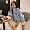 Japanese Sweet High Collar Twist Knit Sweater Autumn and Winter New Collision Color Casual Daily Sweater Female