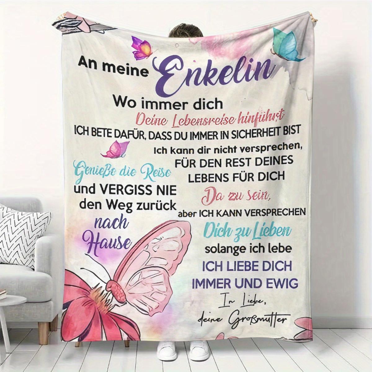 Granddaughter Floral Blanket - Butterfly Print Soft Flannel Throw 70x100cm