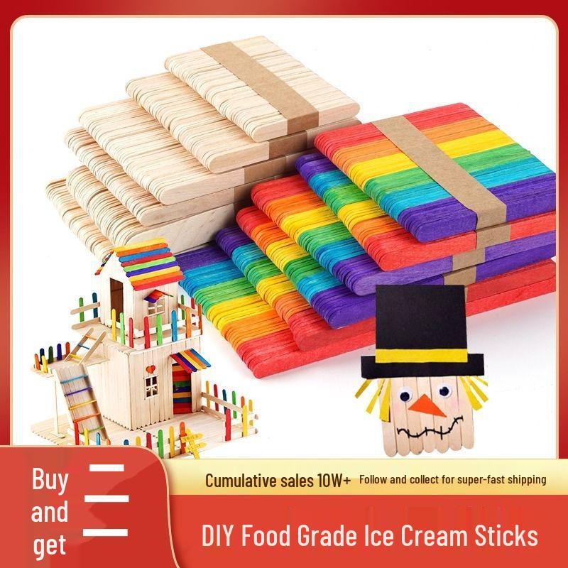 Colored Wooden Popsicle Sticks for DIY Crafts & Kindergarten Activities