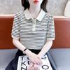 Basic Editions T Shirts Womens Short-sleeved T-shirt Women Striped Tops Women Fashion Fashionable Fashionable Thin Tops