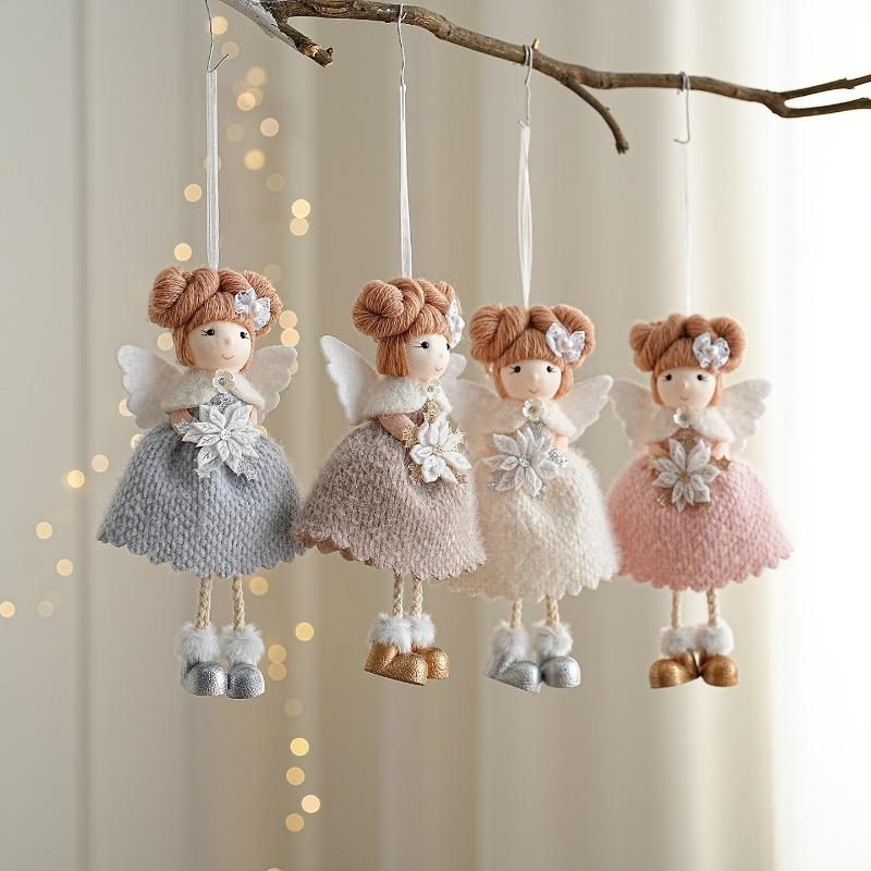 Sitting Elf Doll Angel Pendant Cute Little Girl Christmas Tree Ornaments Hanging Decorations Kids Children Day Gift