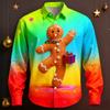 Surprising Santa Claus Funny Print Christmas Button Shirt For Men Christmas New Year Party Holiday Long Sleeve Shirt New Trend