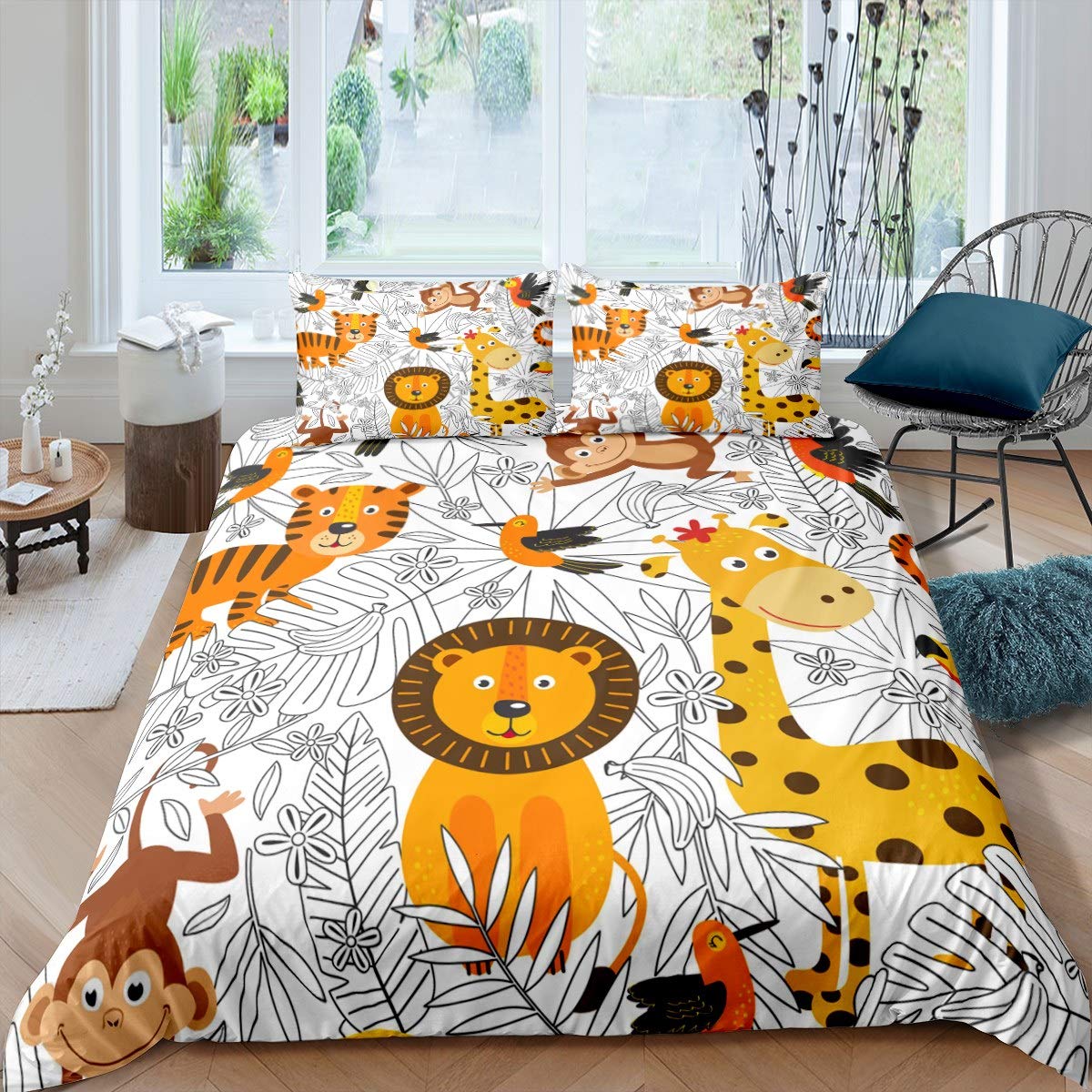 

Cartoon Tiger Bedding Set 3pcs for Kids Teens Adults Wild Animal Theme Comforter Cover Soft Microbifer Polyester Duvet Cover Set EU Single(135x200cm)