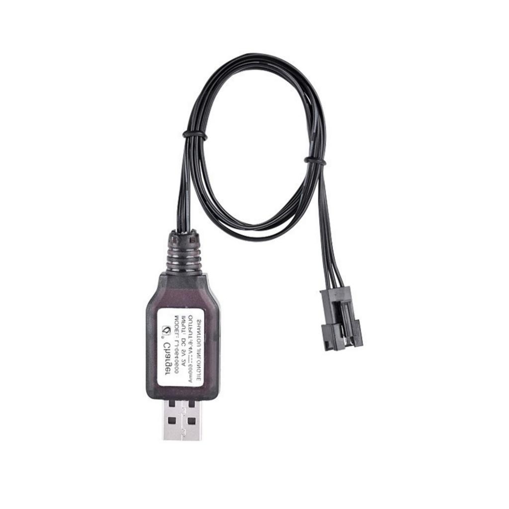 Advanced 6.4V Charger SM3P 600mA Battery Charging Cord with Safe Protections for Engineering Vehicle, Toy Car Black