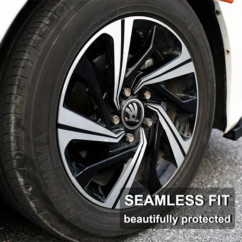 CGZ1 56mm Car Wheel Hub Center Cover Logo Sticker For Skoda Octavia MK2 MK3 2 3 A7 Fabia Karoq Kodiaq Superb Rapid Kamiq Scala Yeti