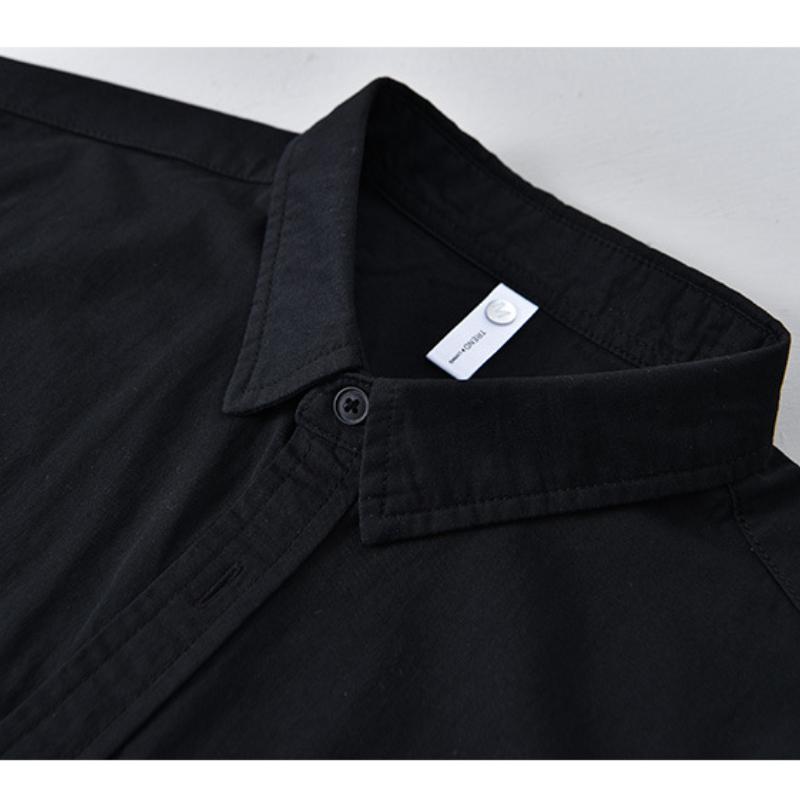 Summer Fashion Short Sleeve Shirt Men Japanese Style Workwear Double Pockets Shirt Pure Cotton Lapel Collar Casual Men Tops