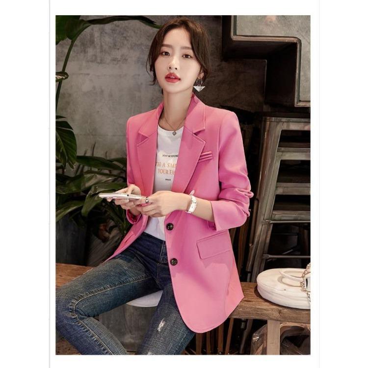 Women New Spring Autumn Casual Loose Retro Coffee Suit Jacket