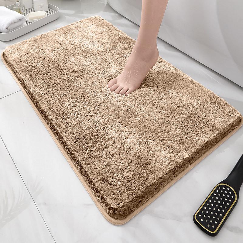 Modern Minimalist Solid Color Floor Mat, Square Long Plush, Thickened Absorbent Carpet, Bathroom Door Mat, Non Slip Mat