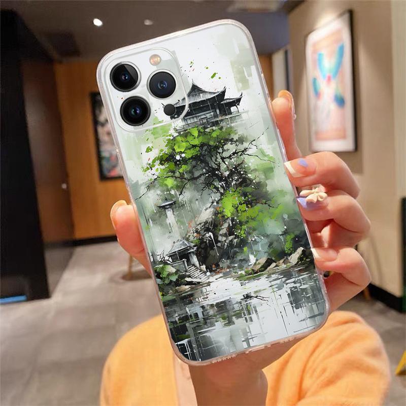 Chinese Art Landscape Painting Phone Case For iphone 17 Pro Max Air 16 15 14 13 Pro Max 15 16 Pro 15Plus
