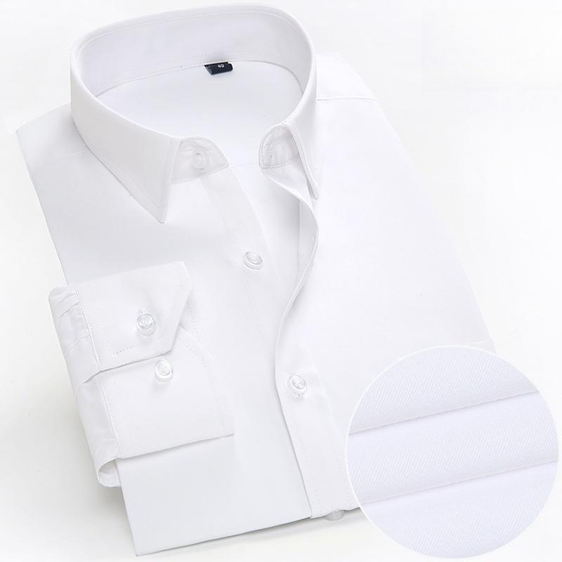 Men's High Quality Dress Shirts Long Sleeve Slim Fit Solid Stripe Business Formal White Shirt Male Pocket Social Clothing 7XL