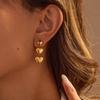 Boucles d'oreilles pendantes triple cœur en or pour femme GEMCHIC Acier inoxydable Mode Bijoux Minimalistes