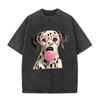 2026 New Dalmatian Dog Print T-shirt Cute Heart Glasses Graphic Tee Summer Casual Harajuku Loose Short Sleeve Tops Unisex Daily