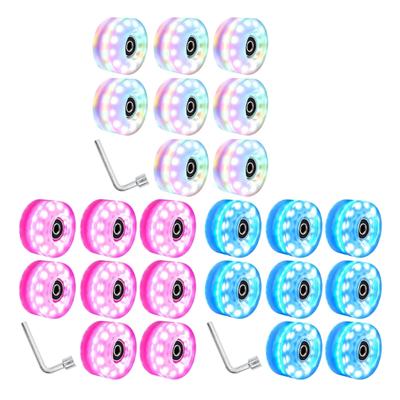 Roller Skate Wheel with Wrenches, Quads Roller Skate Wheel Double Row Skating Skateboard Quads Skate Replacement Wheels