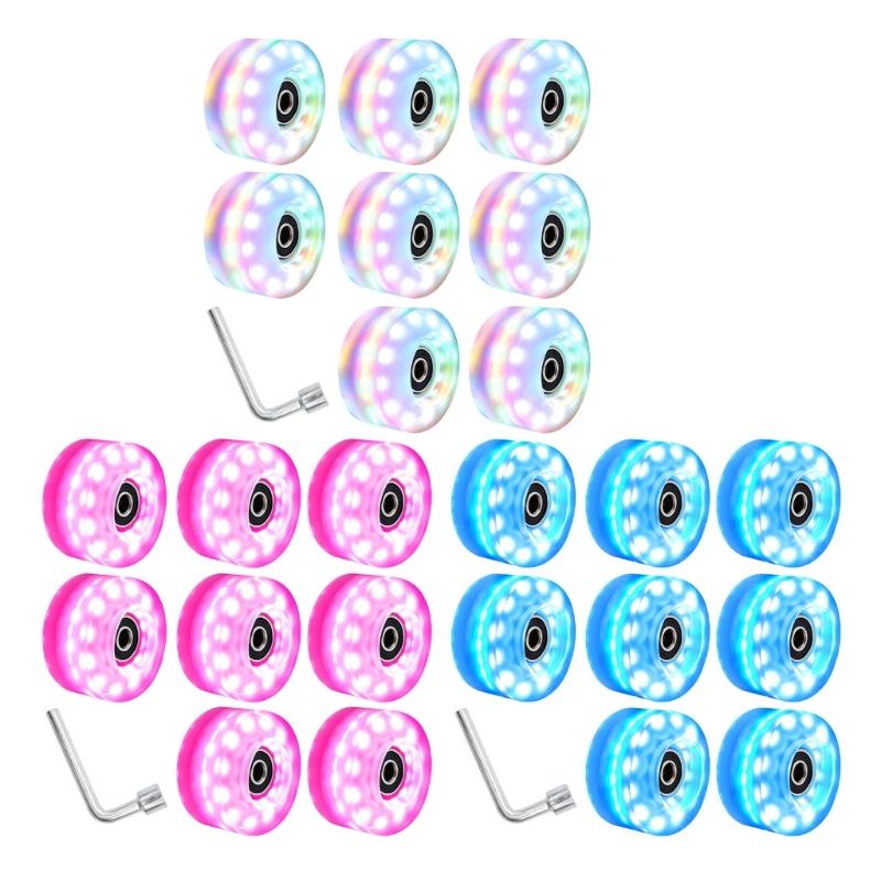 Roller Skate Wheel with Wrenches, Quads Roller Skate Wheel Double Row Skating Skateboard Quads Skate Replacement Wheels