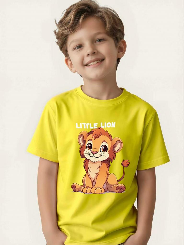 Cute Little Lion Boy T-shirt Summer Short-sleeved Versatile Casual Top