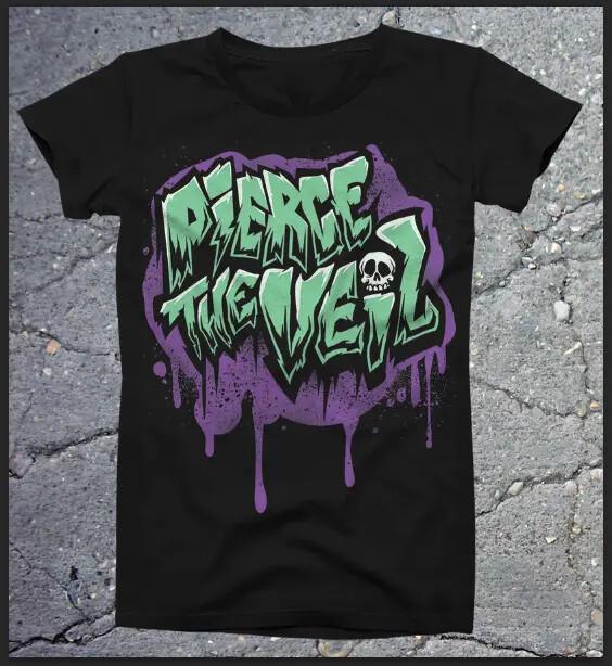 Vintage Pierce The Veil band Skull Black Cotton Men T-shirt L