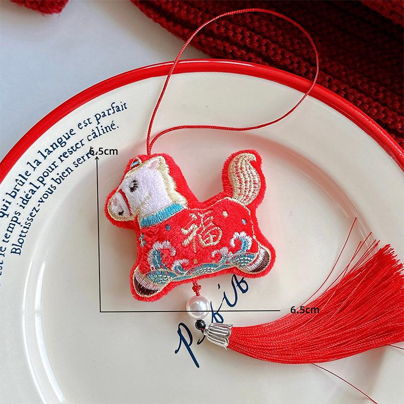 1Pcs Chinese Style Pony Zodiac Schoolbag Pendant Year Of The Horse New Year Festive Doll Ornament Keychain