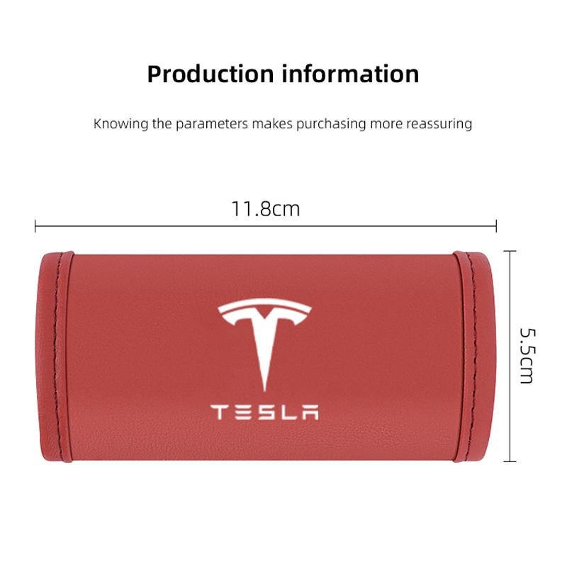 2Pcs Car Anti Slip Pull Glove Leather Handle Protector Cover For Tesla Y S Highland Juguete Model 3 Coil X Cybertruck SpaceX