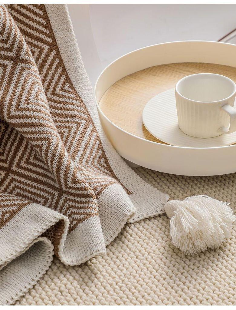 G5Z Wabi-Sabi Stil Kaffee Farbe Decke: Luxuriöser Bettläufer und Sofadecke für Zuhause oder Büro