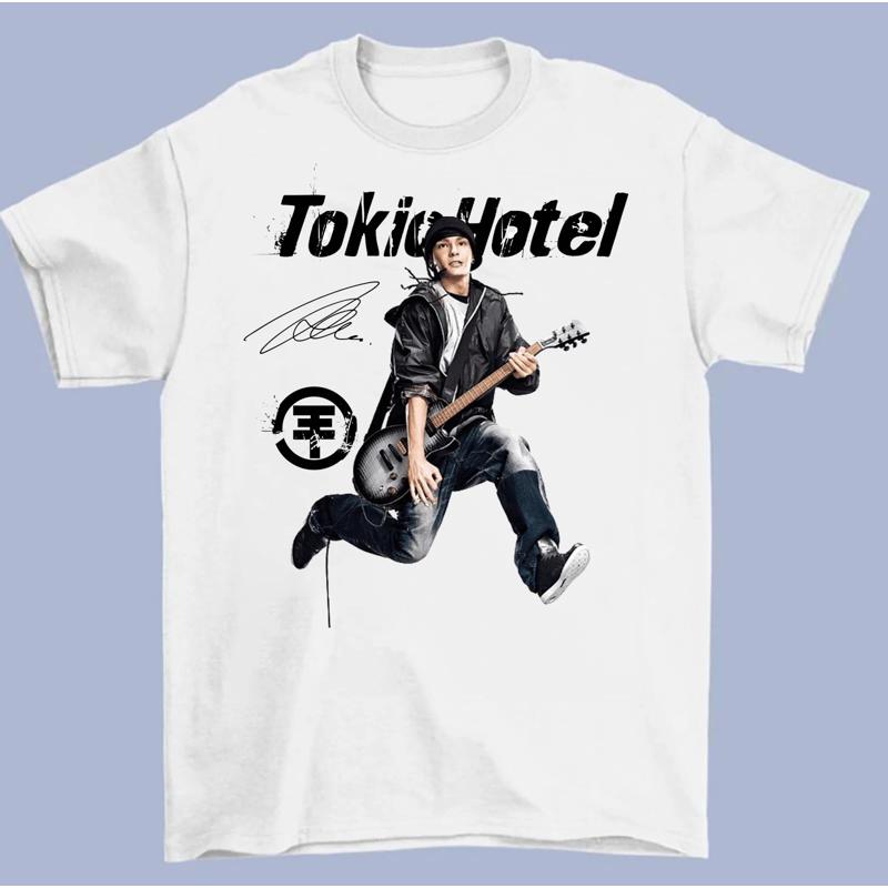 New Tom Kaulitz Tokio Hotel Signature Cotton Gift For Fan White Tshirt