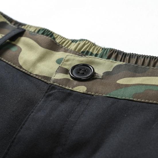Men Cargo Shorts Mid-rise Button Zipper Fly Casual Shorts with Multi Pockets Solid Color Straight Wide Leg Summer Shorts