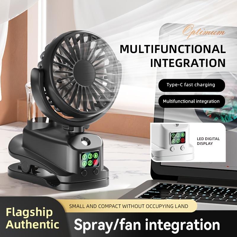 Spray Electric Fan Portable 4-Speed Clip Fan 360° Rotating with Clip Base Multi-function Humidifier Office Home Small Fan 2025