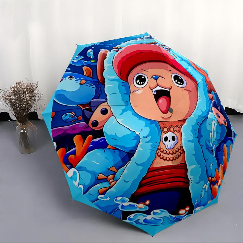Tony Tony Chopper One Piece Automatischer Klappschirm mit stabilem Eisengestell, Tragbarer Kompakter Reiseschirm Ganzjahresnutzung Partys 0807070