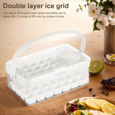Ice Cube Tray with Lid and Bin Ice Tray with Scoop Ice Cube Mold for Freezer for Chilled Drinks Coffee Juice