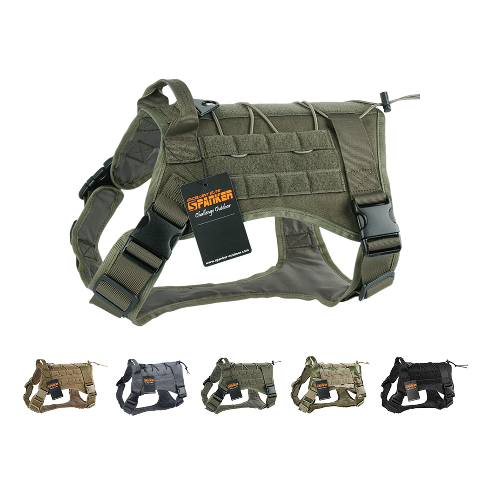 

EXCELLENT ELITE SPANKER Dog Military Suitable for Large Pet Supplies Green Harness, Nylon, Style, Training, Walking, Medium-Sized Dog, Anti-Pull,