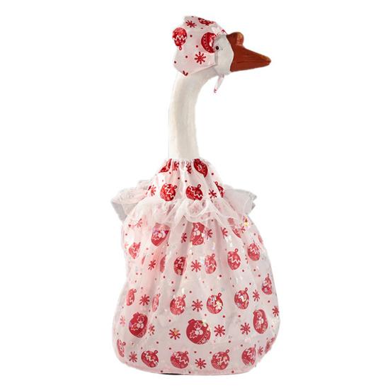 Christmas Goose Outfit Red Green Porch Goose Skirt with Hat for 23 Inch Goose Statue Holiday Goose Costume for Garden Backyard Patio Lawn Decor