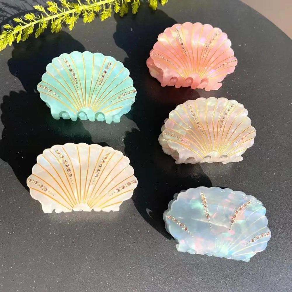 Jewelry Shell Shark Clip Non-slip Rhinestone Crab Clip Acetate Shell Hair Claw  Back of The Head