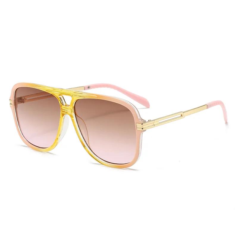 New Retro Brand Designer Square Clear Gradient Shades Uv400 Men Sun Glasses Fashion Double Bridges Women Luxury Sunglasses