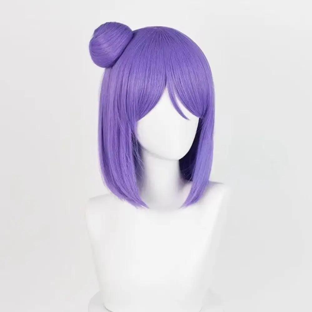 Paruka na cosplay Konan pro rámování obličeje Fialový drdol Krátká délka Realistická pokožka hlavy Snadno se upravuje