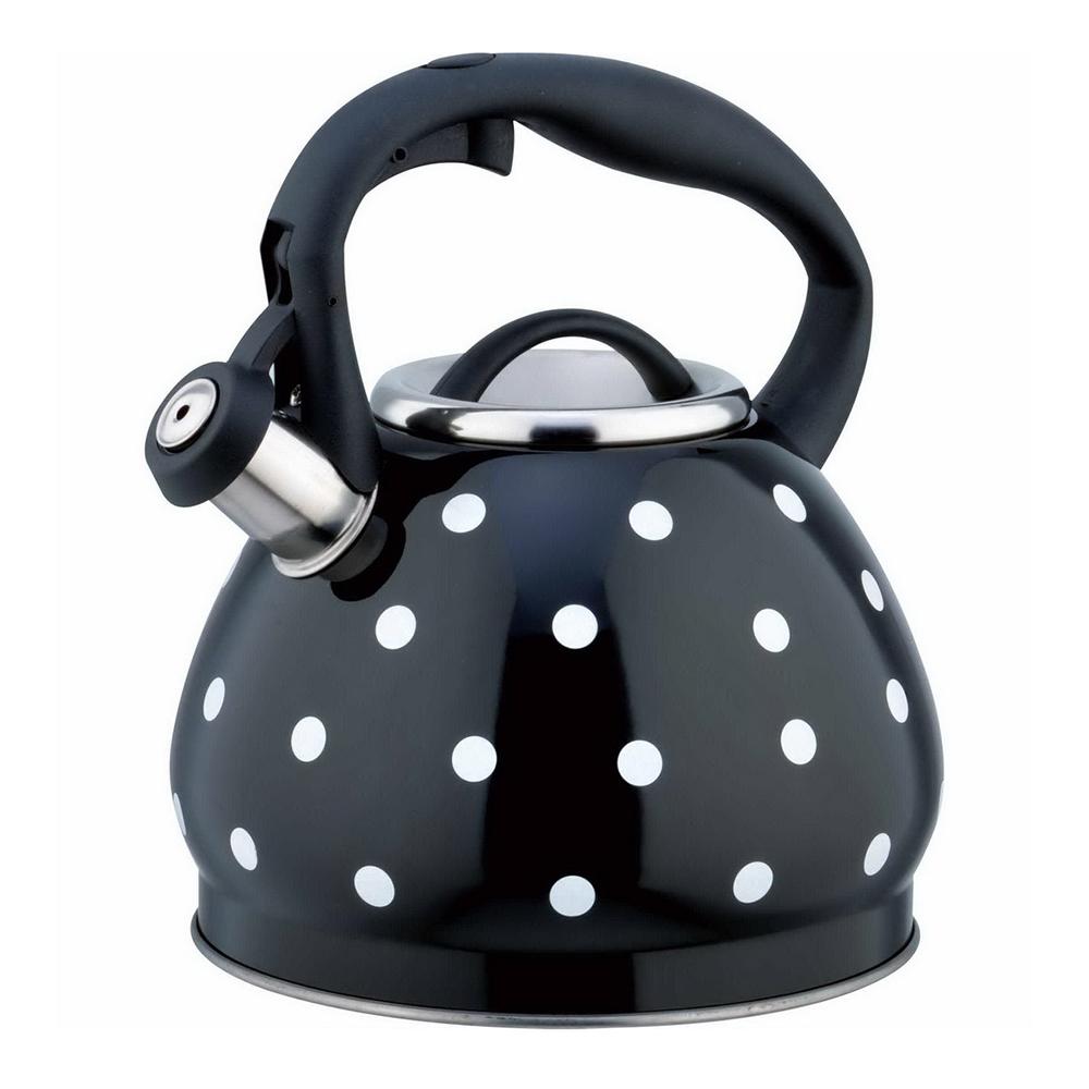 High-capacity stainless steel whistle kettle, Gas induction cooker boiling water kettle, Home fashion polka dot teapot, 3.0L