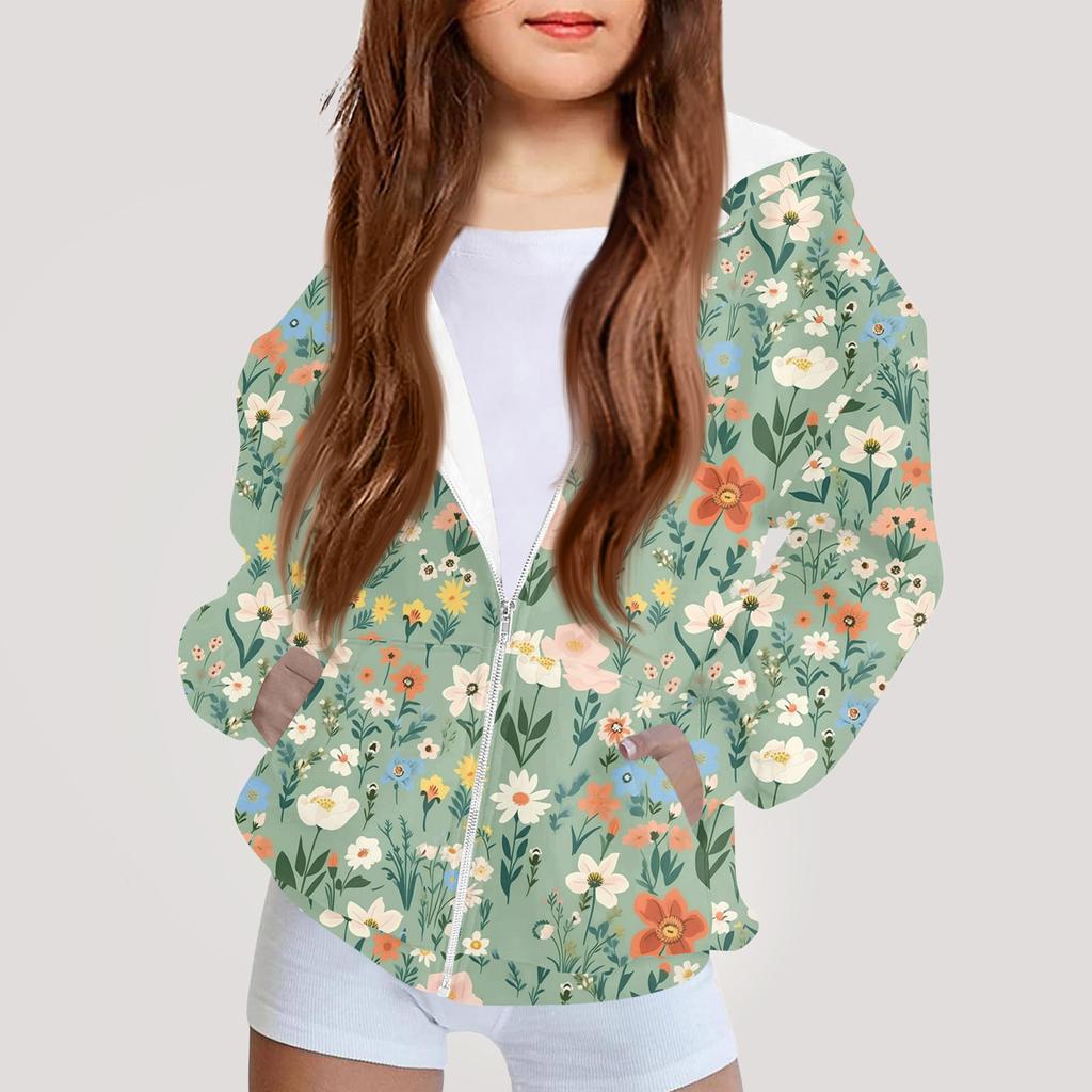 Moda dziecięca Bluza z kapturem z nadrukiem z długim rękawem Dziewczęca kurtka hoodie