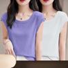 Women Modal T Shirt Short Sleeve Summer Slim Fit Flutter Sleeve Round Neck Comfortable Casual Tee