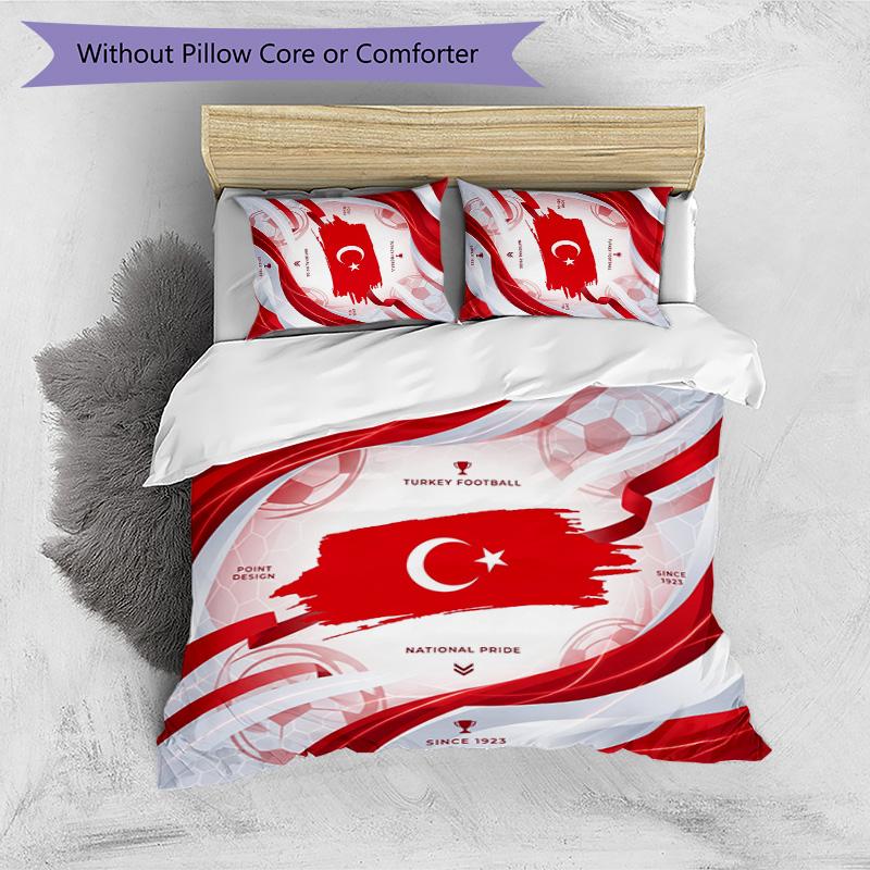 Turkey Football Printed Bedding 3 Piece Set Cozy Breathable Bed Cover Set as Housewarming Holiday Gift