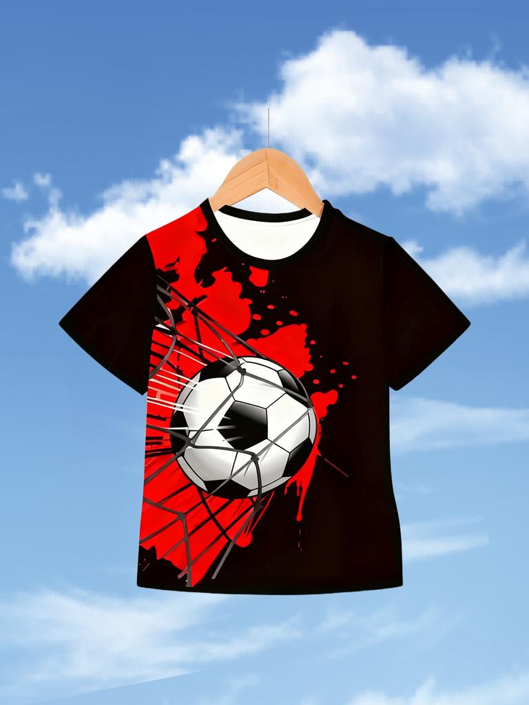 Children's Clothing 3D Football Print Short Sleeve T-Shirt Boy Clothes Summer Casual Quick-Dry Football Shirt Kids Clothes Tops