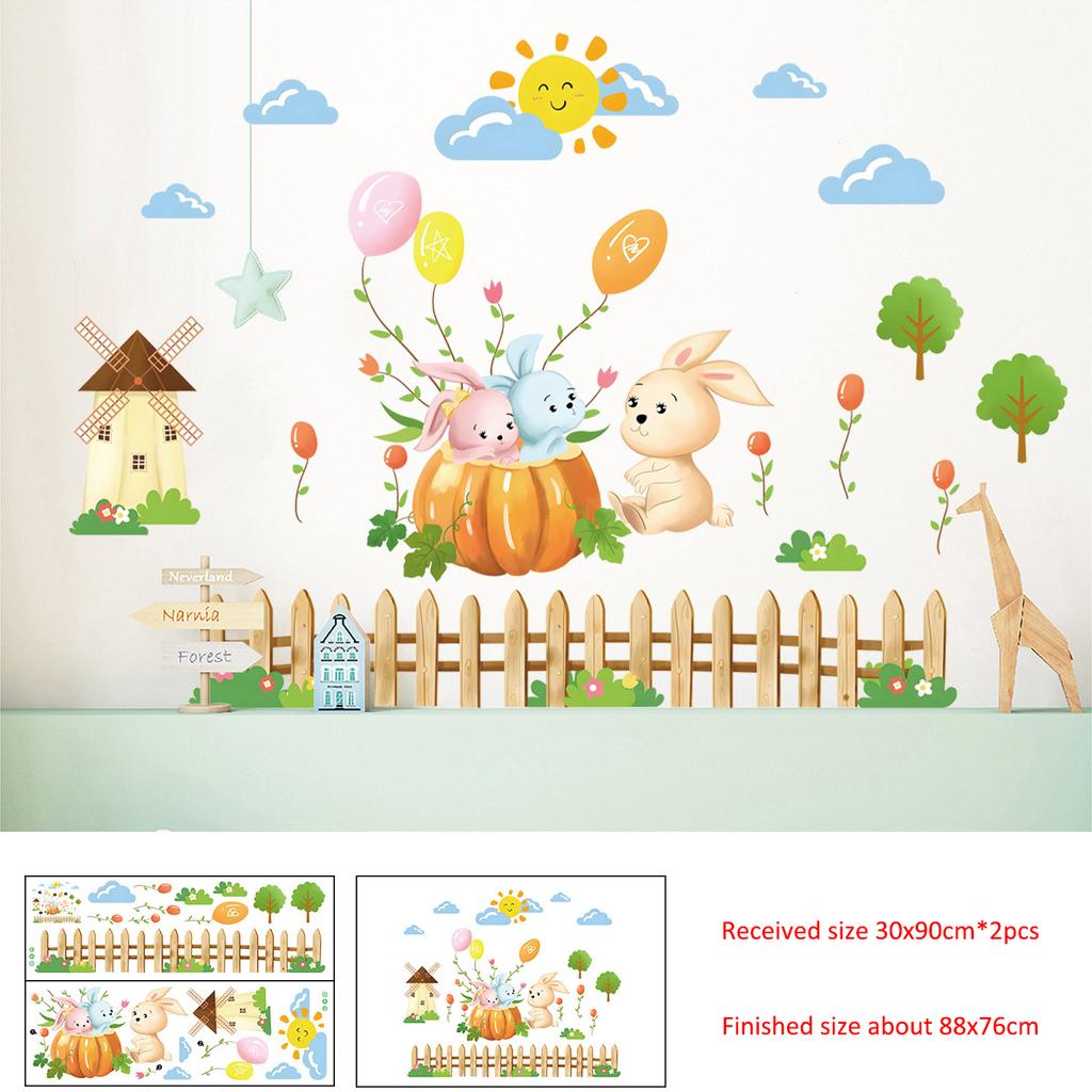 Kids Room Wall Stickers Cartoon Nursery Decoration Self Adhesive Removable Decor for Kindergarten Baby Bedroom Classroom