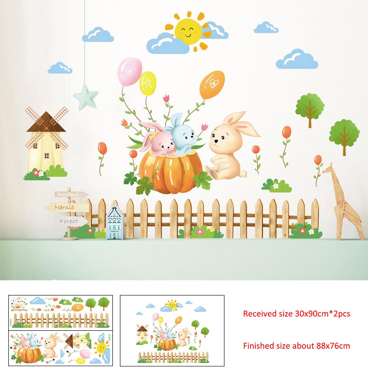 

Kids Room Wall Stickers Cartoon Nursery Decoration Self Adhesive Removable Decor for Kindergarten Baby Bedroom Classroom 30x90cmx2pcs