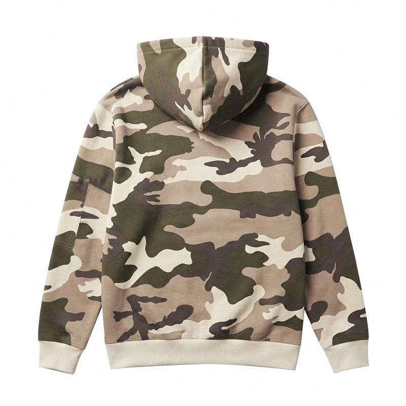 Men S Camouflage Fleece Hooded Sweatshirt With Side Pockets