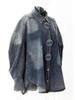 2025 Spring Designer Large Button Denim Cocoon Jacket for Women