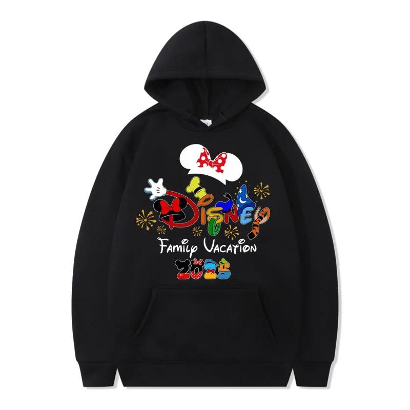 Funny Disney Hoodie My First Trip 2025 Mickey Minnie Printed Pullovers Tops Autumn Versatile Sweatshirts Women Casual Clothes