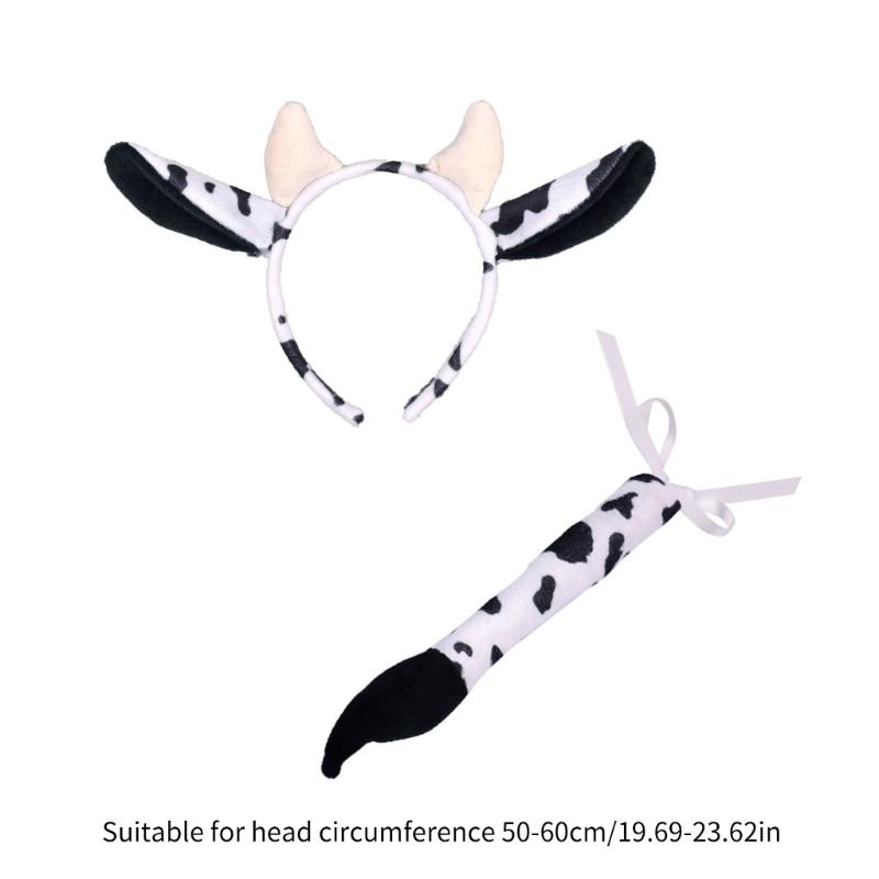2 STÜCKE Mädchen Niedliches Kuhohr Stirnband Schwanz Make-up Haarband Karneval Kostüm Dekorationen