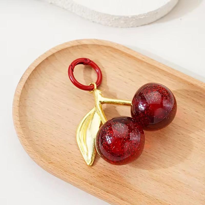 Chic  Cherry Keyring Exquisite Fruits Pendant Keychain Women  Bag Charms Car Key Holder Trendy Charm Keyrings