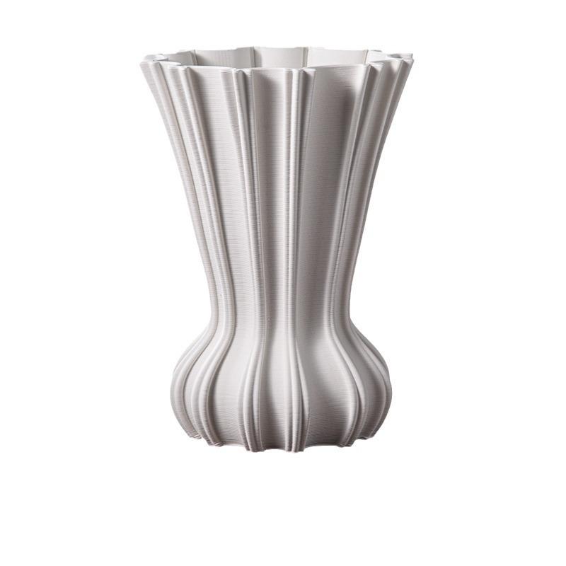 Three-dimensional Ceramic Vase White Geometric Circle Streak Flower Vase Ceramic Handicraft Floral Arrangement Accessories