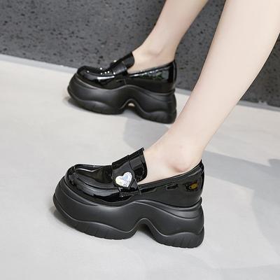 Platform Loafers Women's 2025 Spring New One-pedal Small Leather Shoes Muffin Fashionable Versatile Inner Height-increasing Women's Shoes