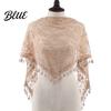 Boho Lace Scarf for Daily Use Floral Shawl with Tassels Women Elegant Sheer Wrap Wedding Head Church Evening Party Lightweight Rose Jacquard Fringed