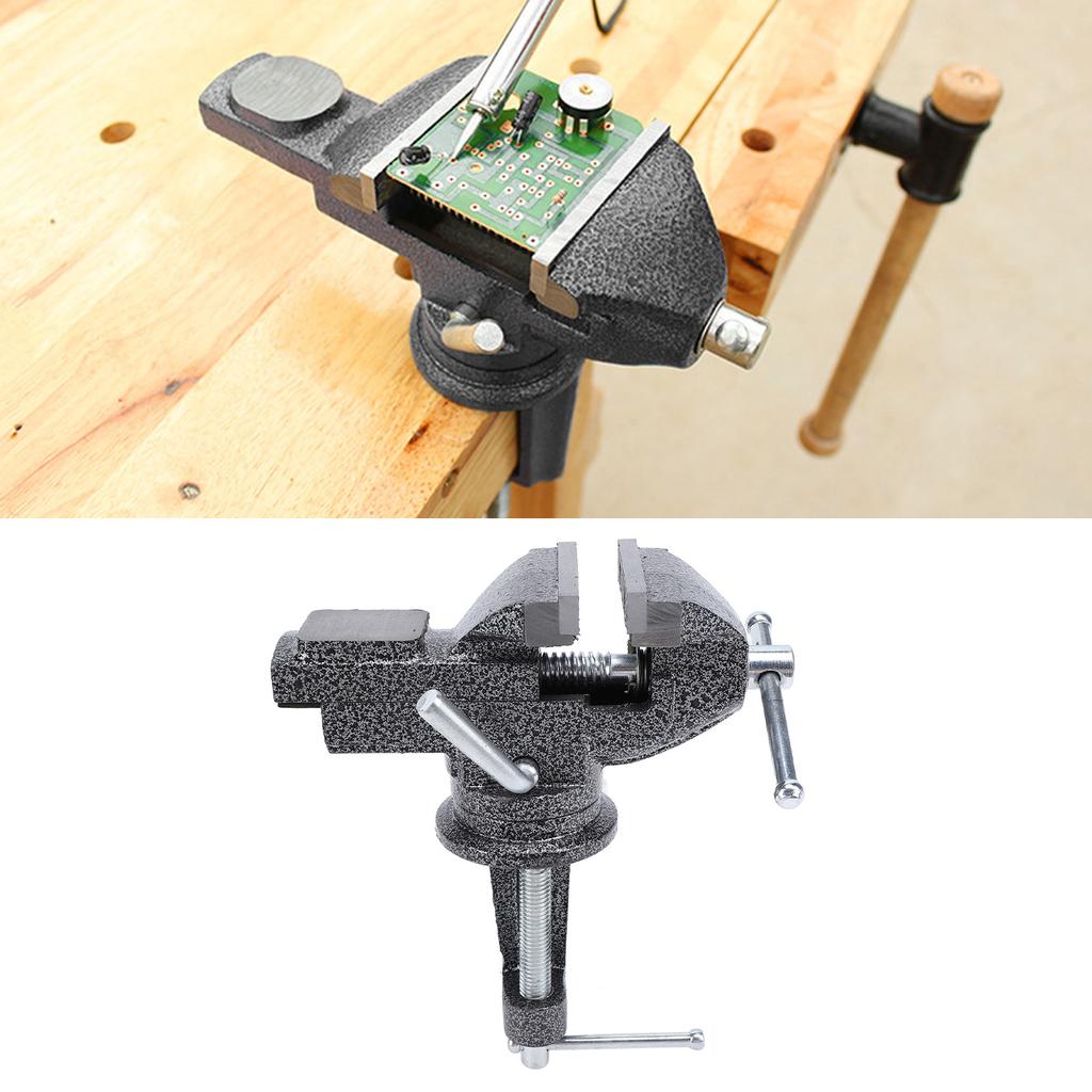 Clamp On Bench Vise 60mm Jaw Width 65mm Opening 62mm Table Clamping Range 360 Degree Rotation Base W